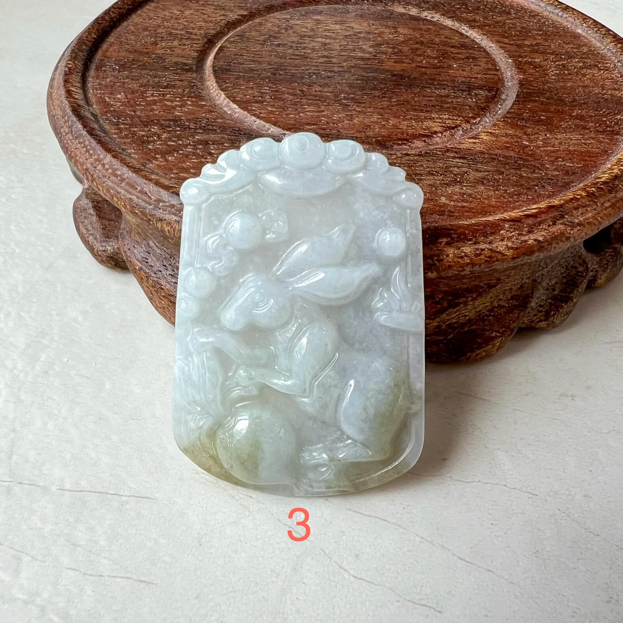 Jadeite Jade Rabbit Pendant, Chinese Zodiac Pendant, LJ-1221-1722575770