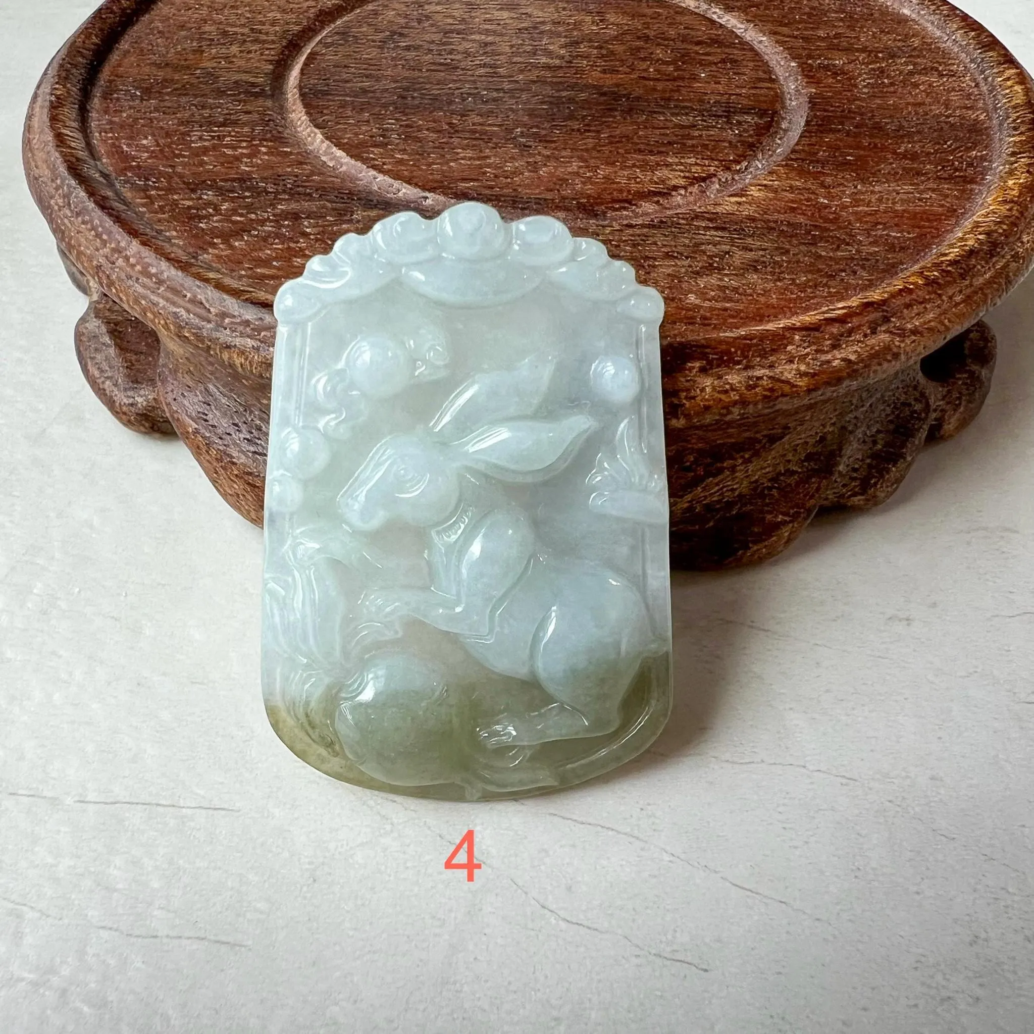 Jadeite Jade Rabbit Pendant, Chinese Zodiac Pendant, LJ-1221-1722575770