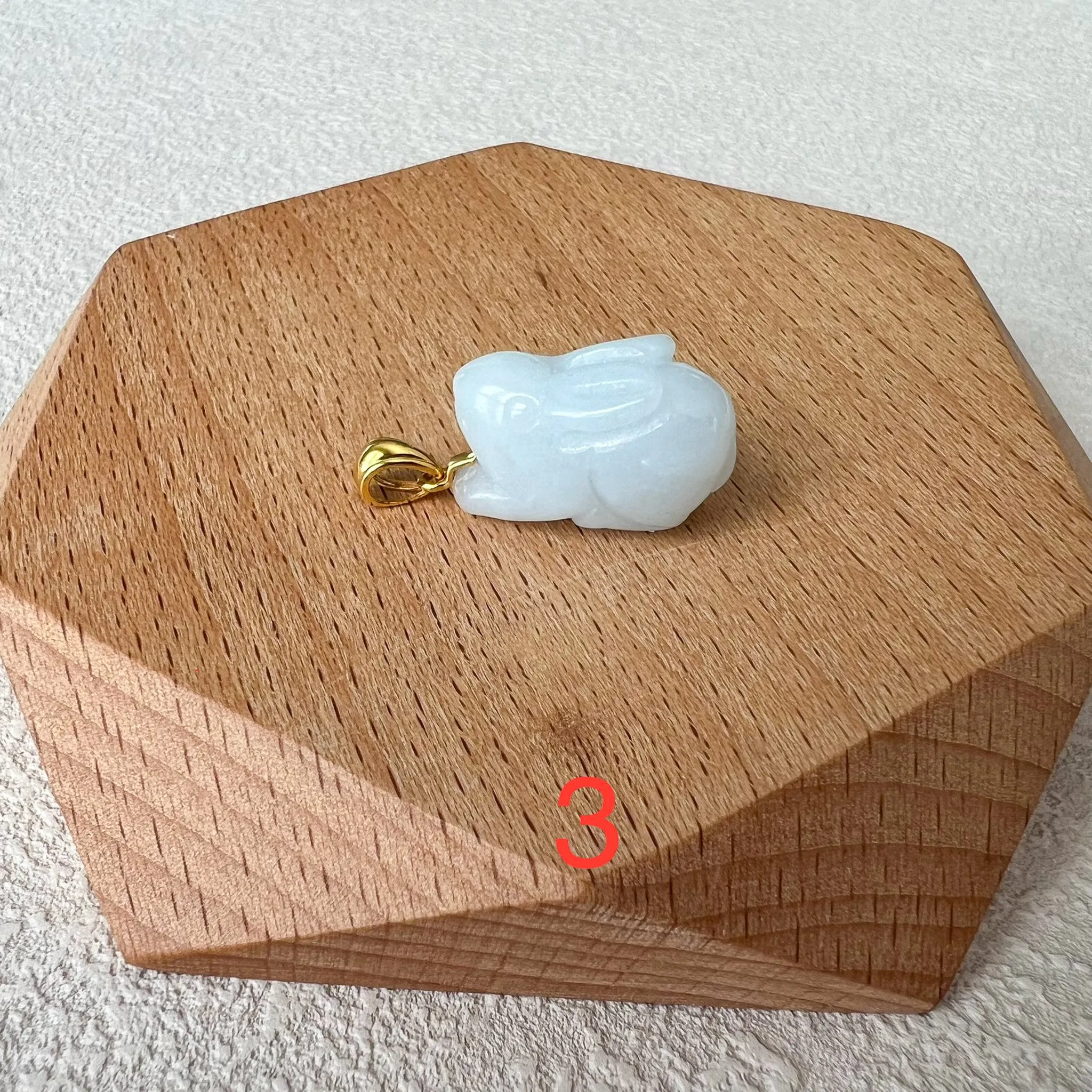 Jadeite Jade Rabbit Pendant with 18K Solid Gold, Set 3, SHWQ-0423-1704949575