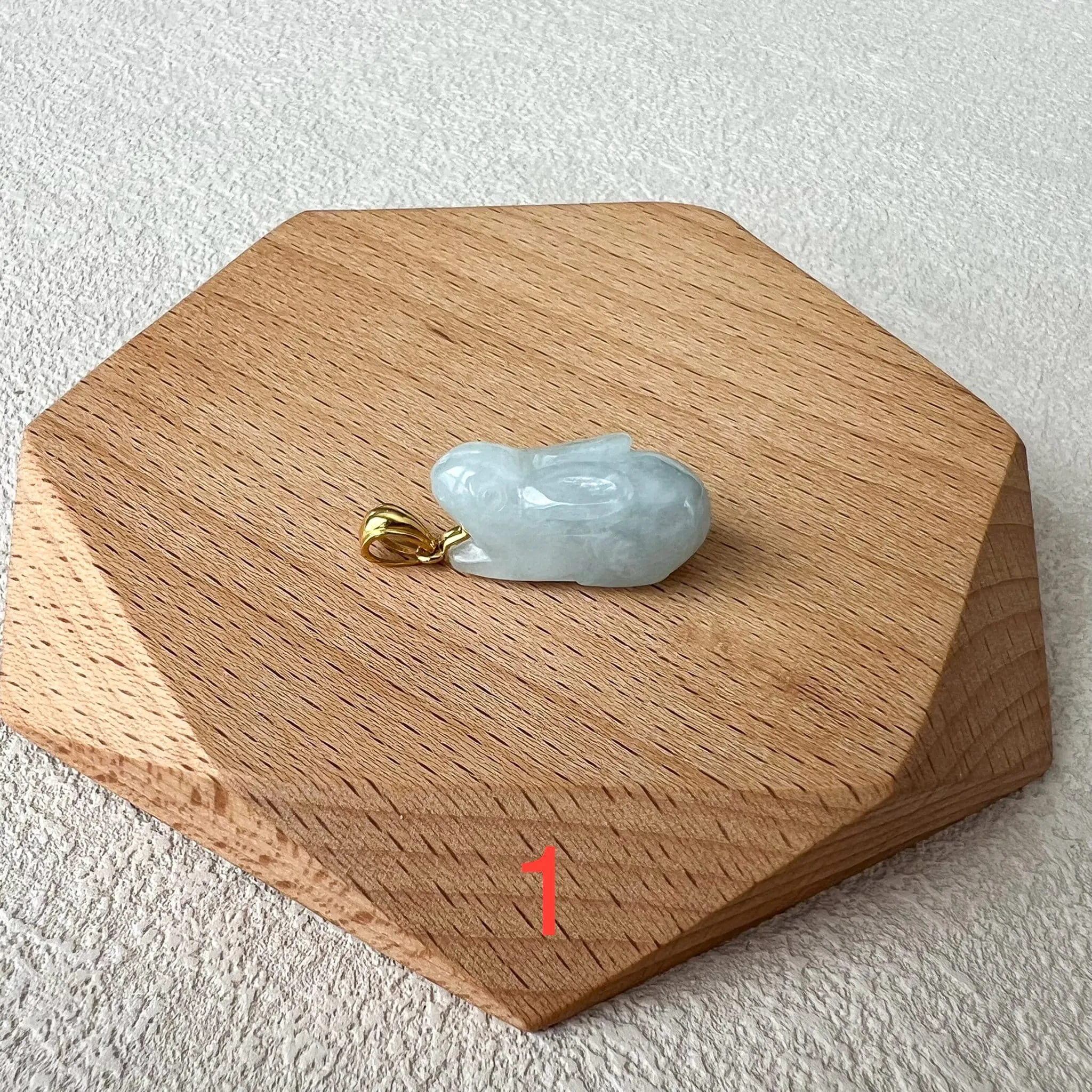 Jadeite Jade Rabbit Pendant with 18K Solid Gold, Set 3, SHWQ-0423-1704949575