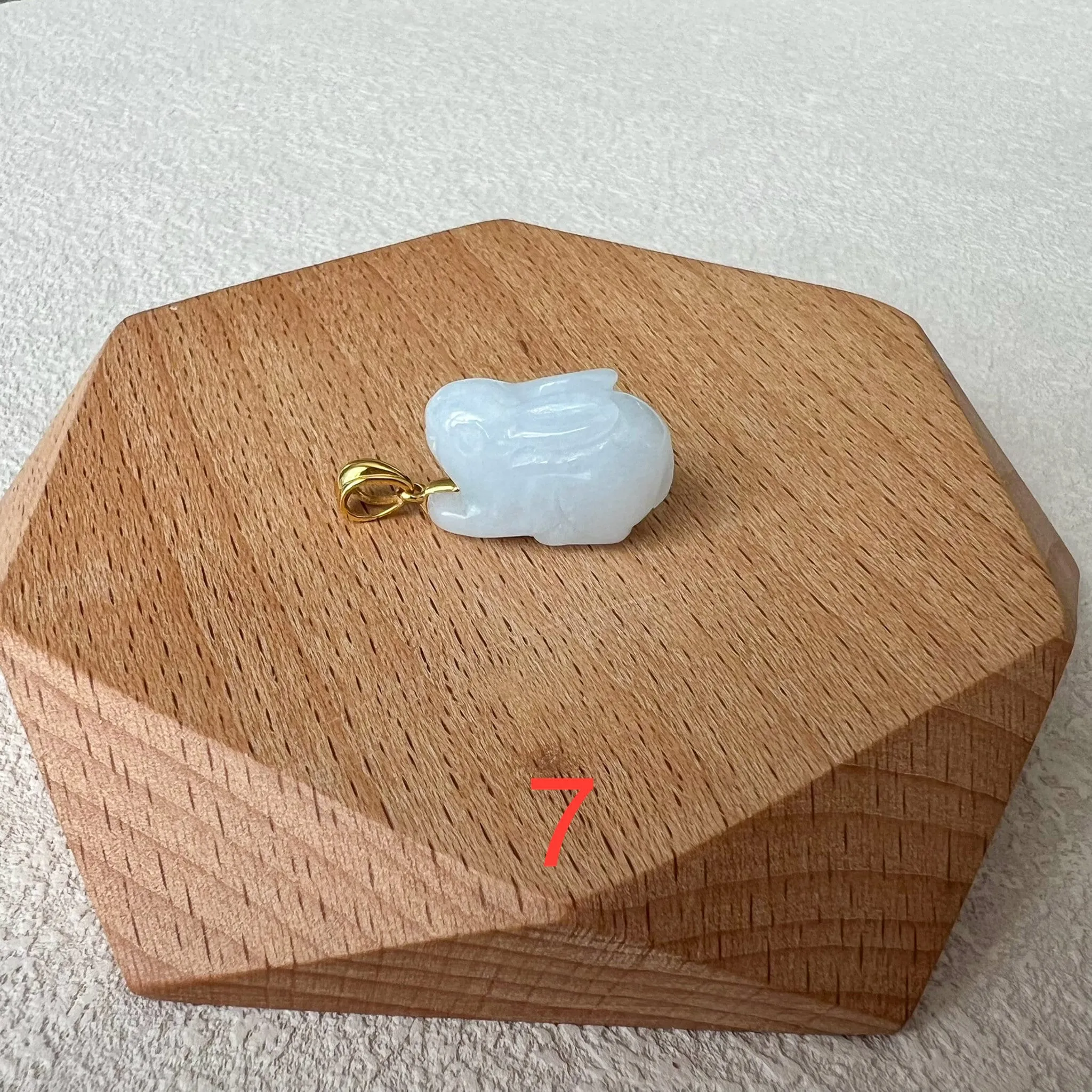 Jadeite Jade Rabbit Pendant with 18K Solid Gold, Set 3, SHWQ-0423-1704949575