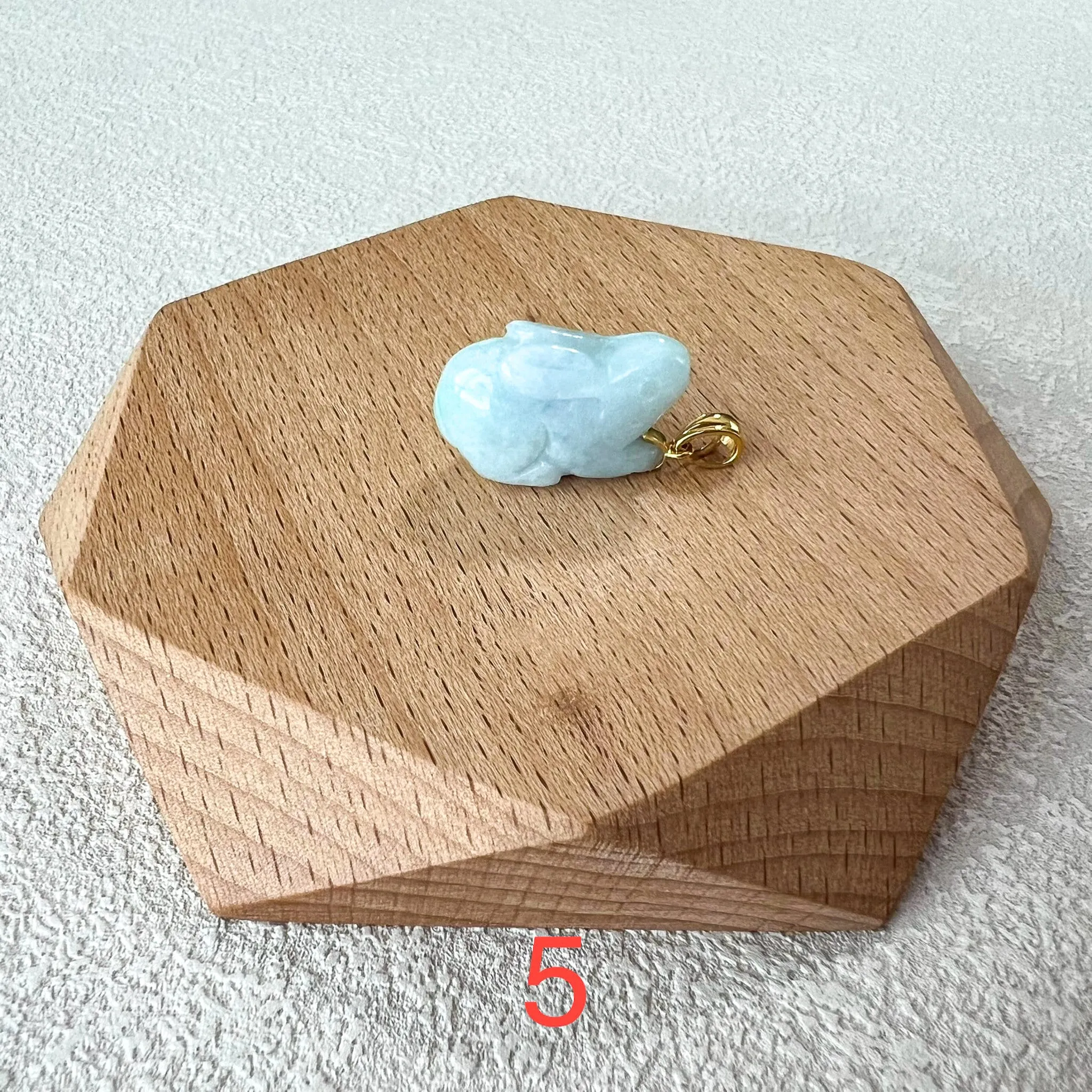 Jadeite Jade Rabbit Pendant with 18K Solid Gold, Set 4, SHWQ-0423-1704951305