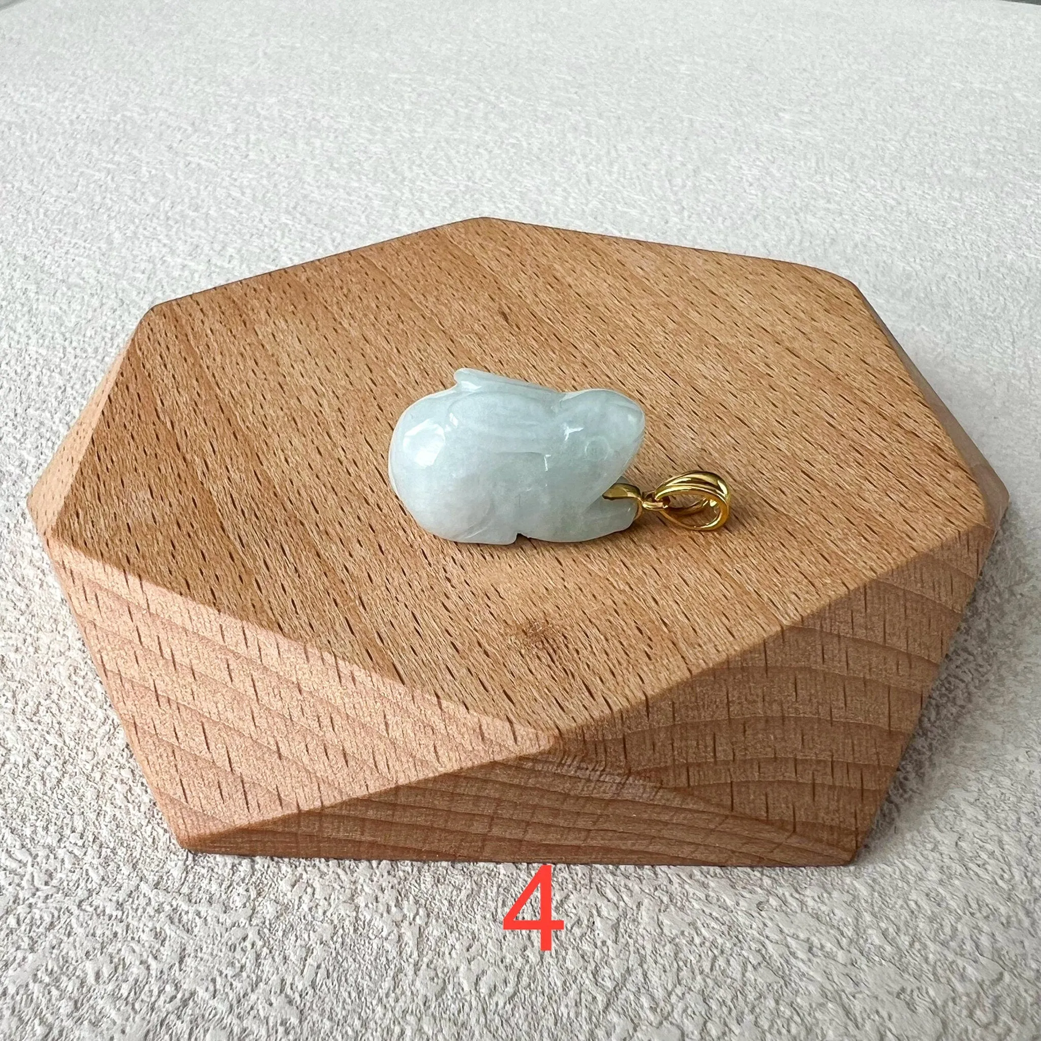 Jadeite Jade Rabbit Pendant with 18K Solid Gold, Set 4, SHWQ-0423-1704951305