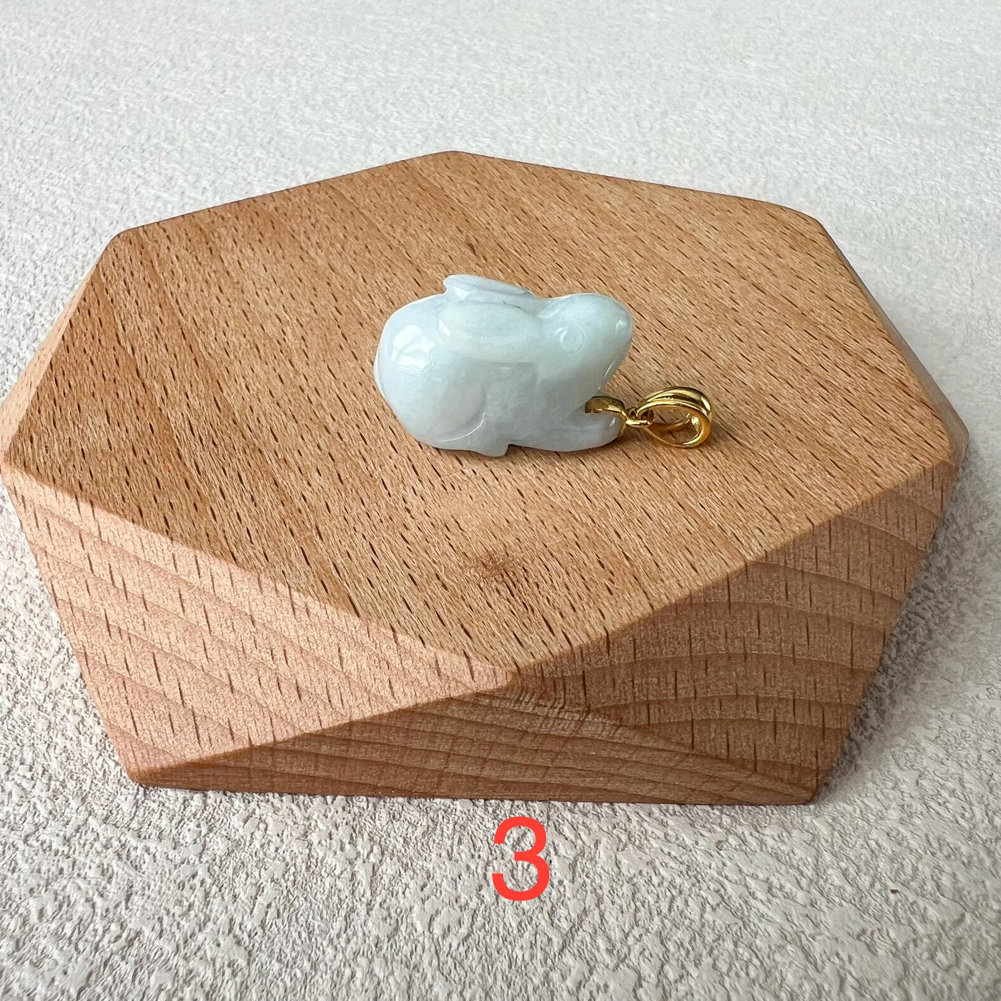 Jadeite Jade Rabbit Pendant with 18K Solid Gold, Set 4, SHWQ-0423-1704951305