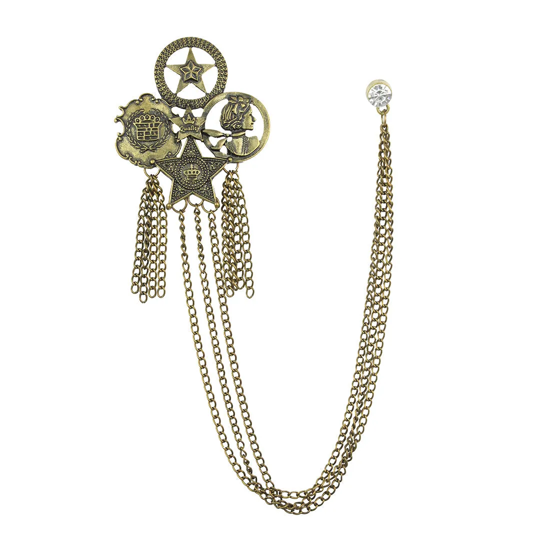 Kavove Starry Crown Carol Basket Brass Colour Brooch