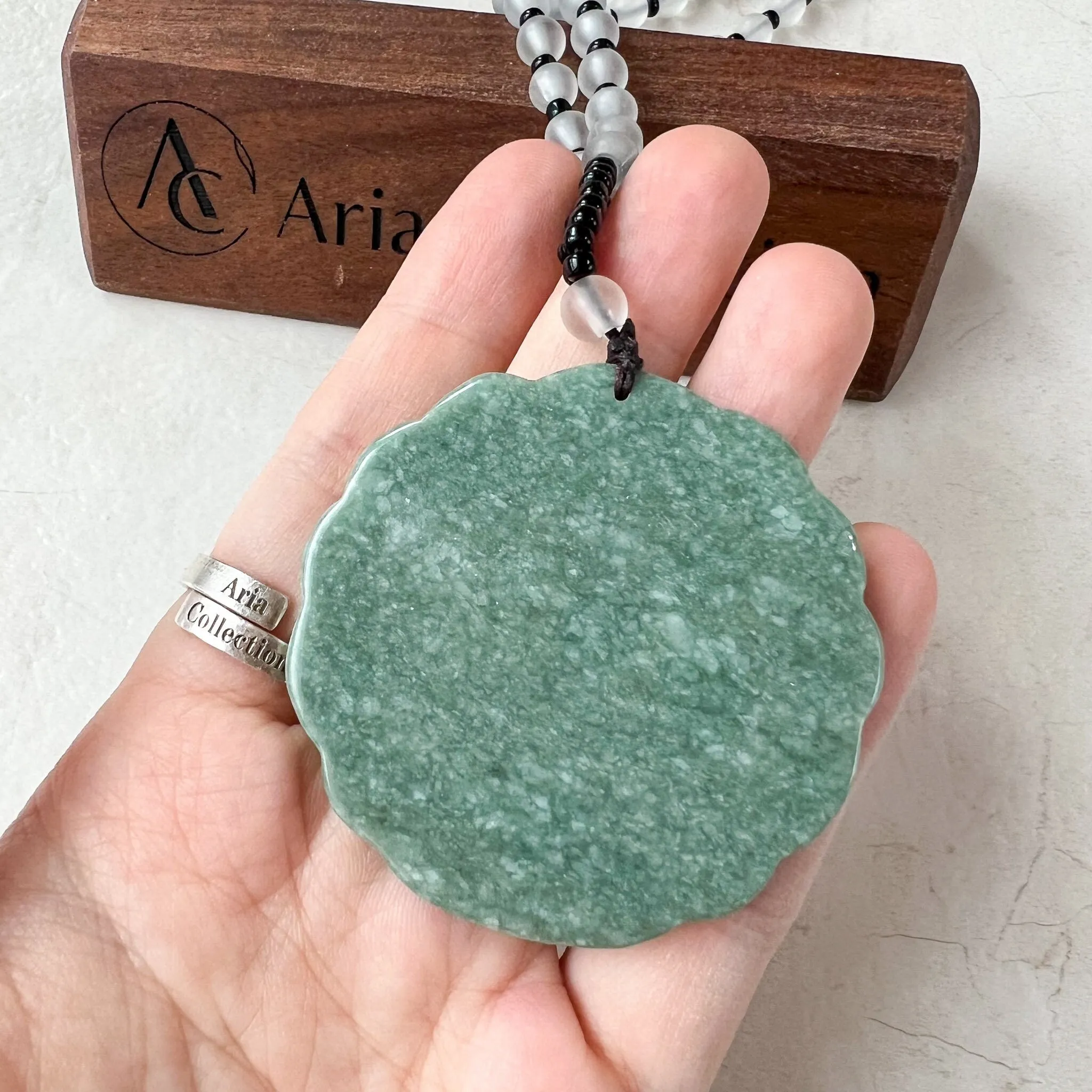 Large Green Jadeite Jade Peacock Carved Pendant, YJ-0522-0426883
