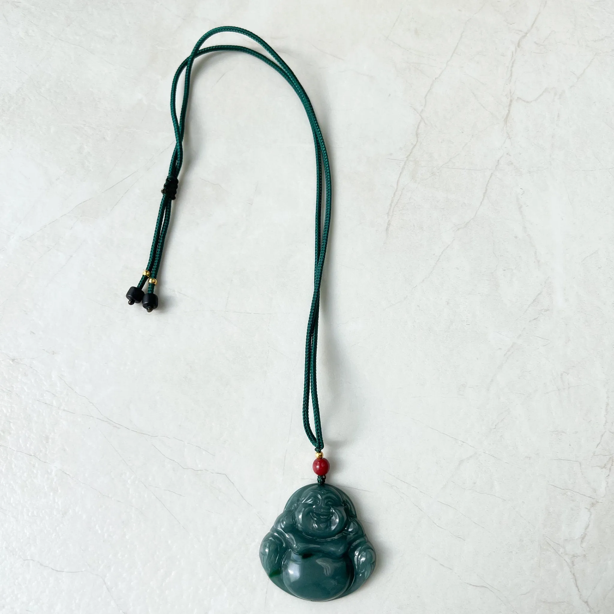 Large Happy Buddha, Blue Green Jadeite Jade Carved Jadeite Pendant, Budai, ZYF-0322-1651518861