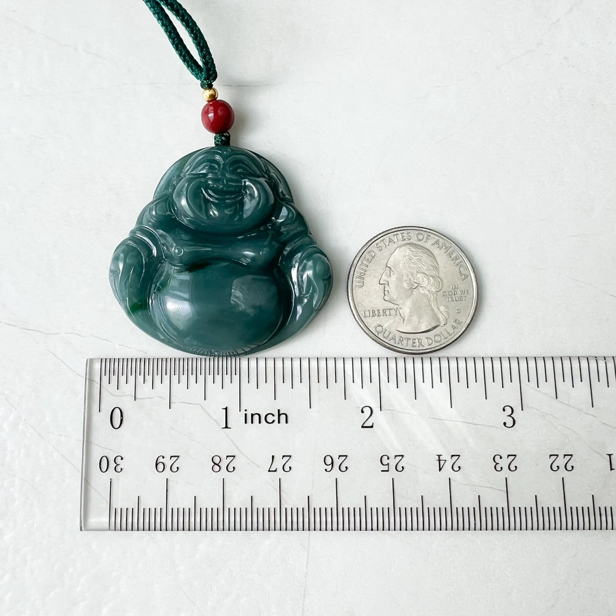 Large Happy Buddha, Blue Green Jadeite Jade Carved Jadeite Pendant, Budai, ZYF-0322-1651518861