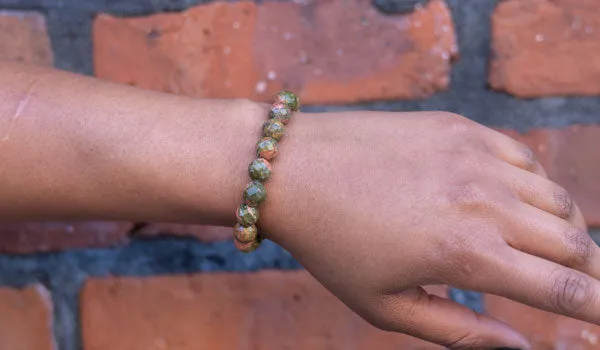 Luxury Faceted Unakite Natural Gemstone Bracelet