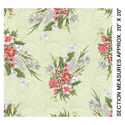 Magnificent Blooms Bouquet -Sage green - from Benartex