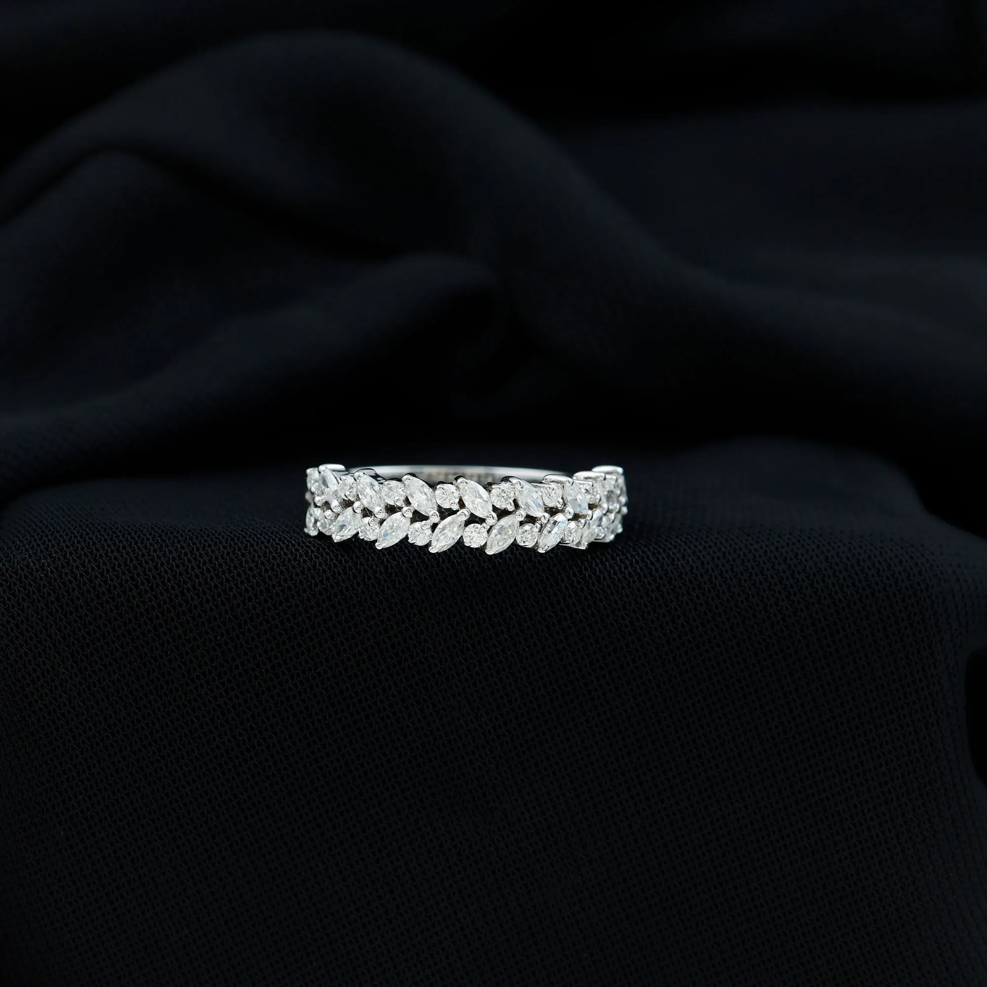 Marquise and Round Moissanite Half Eternity Ring