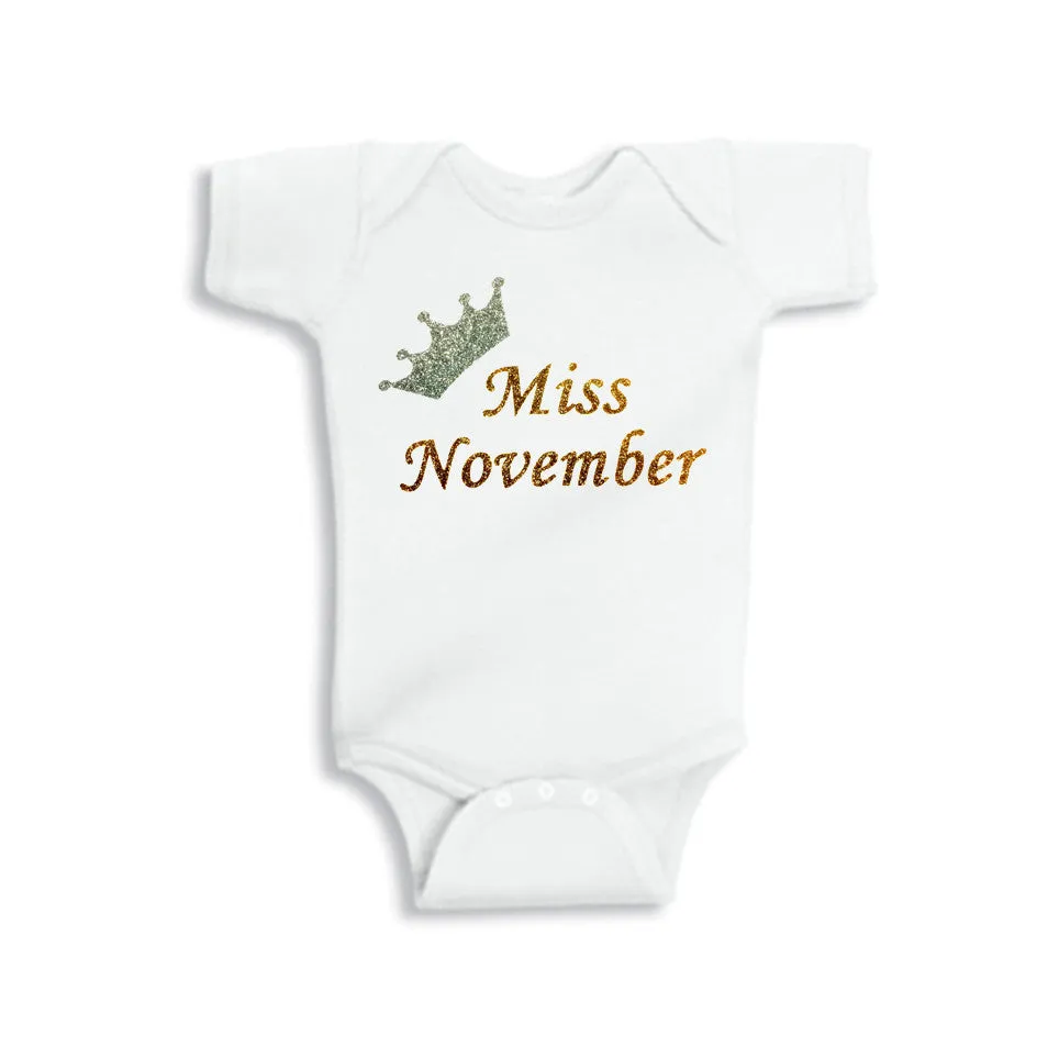 Miss Birthstone Glitter Onesie