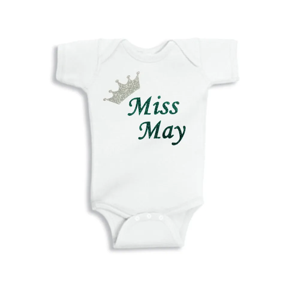 Miss Birthstone Glitter Onesie