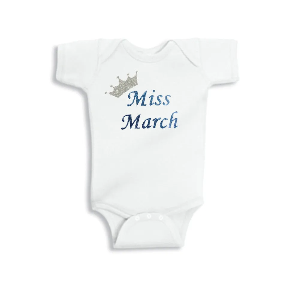 Miss Birthstone Glitter Onesie