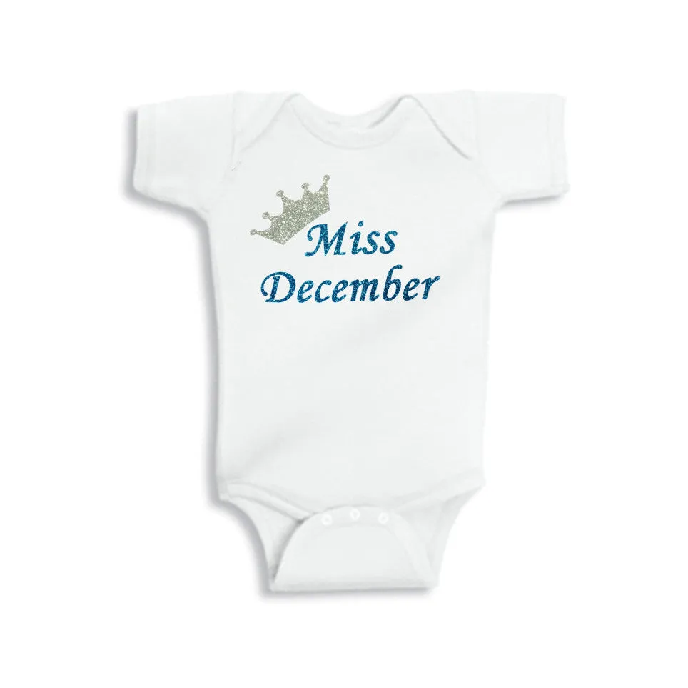 Miss Birthstone Glitter Onesie