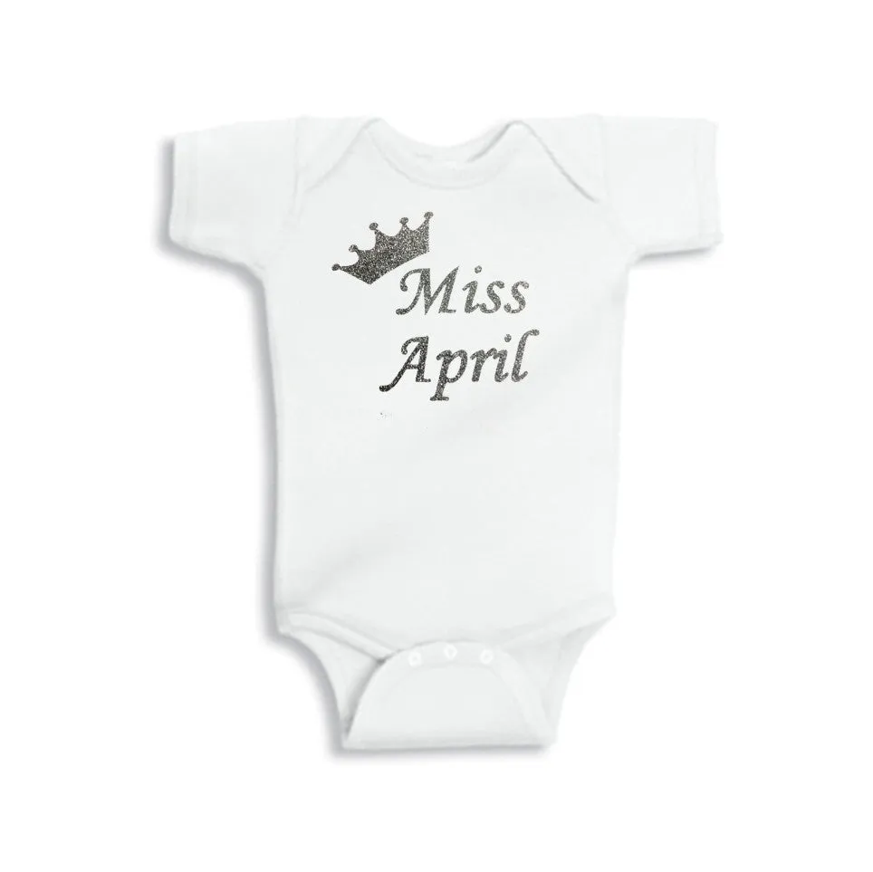 Miss Birthstone Glitter Onesie