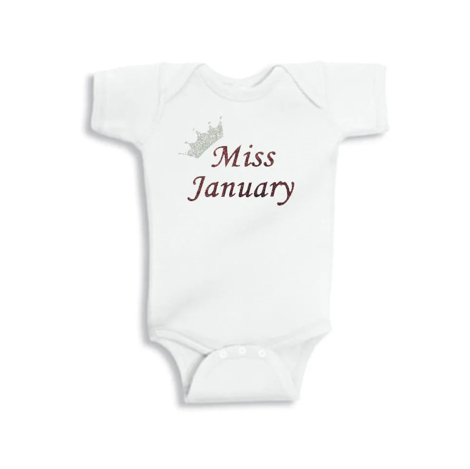 Miss Birthstone Glitter Onesie