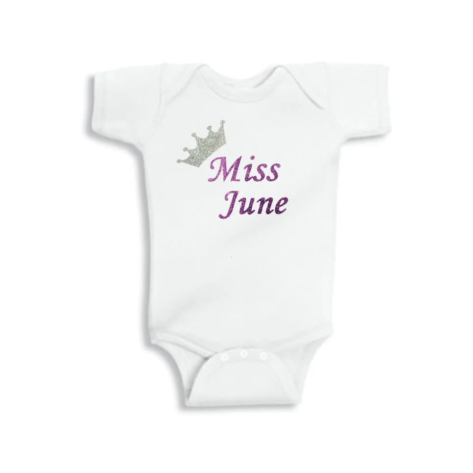 Miss Birthstone Glitter Onesie