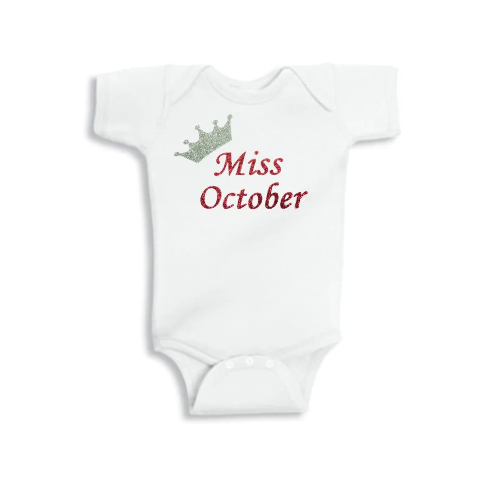 Miss Birthstone Glitter Onesie