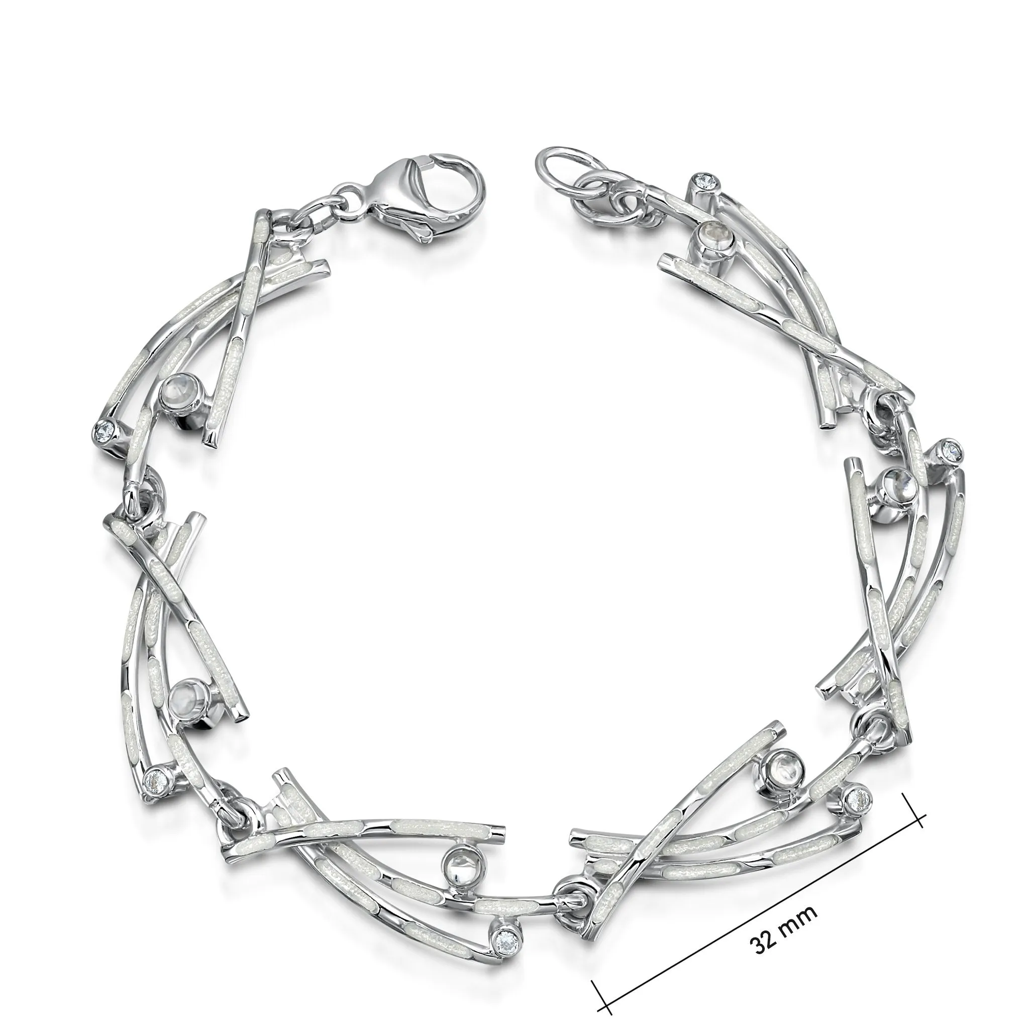 Morning Dew Enamel Bracelet with Moonstone & CZ
