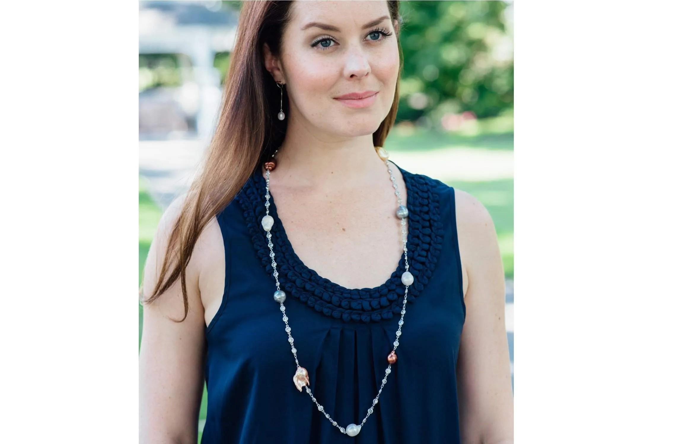Multi-Color Freshwater Baroque Pearl Long Chain Necklace