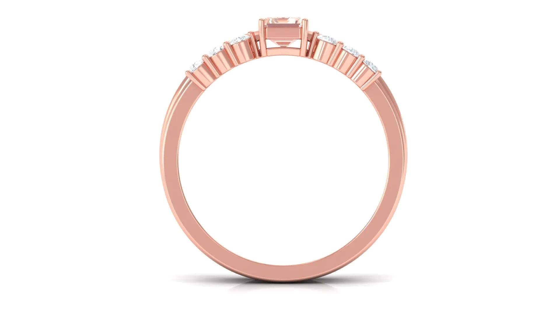 Natural Morganite Stackable Ring Set with Diamond