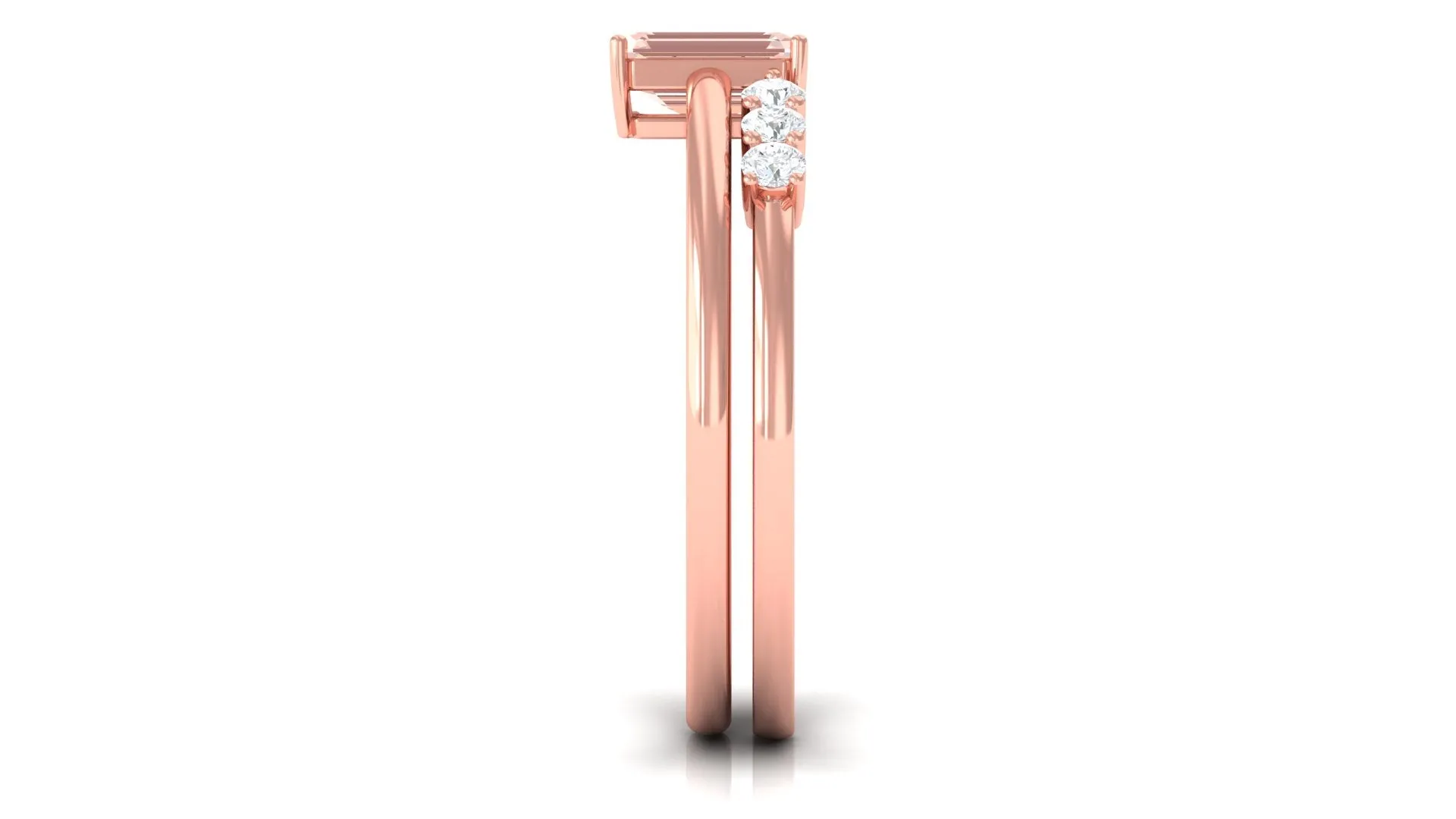 Natural Morganite Stackable Ring Set with Diamond