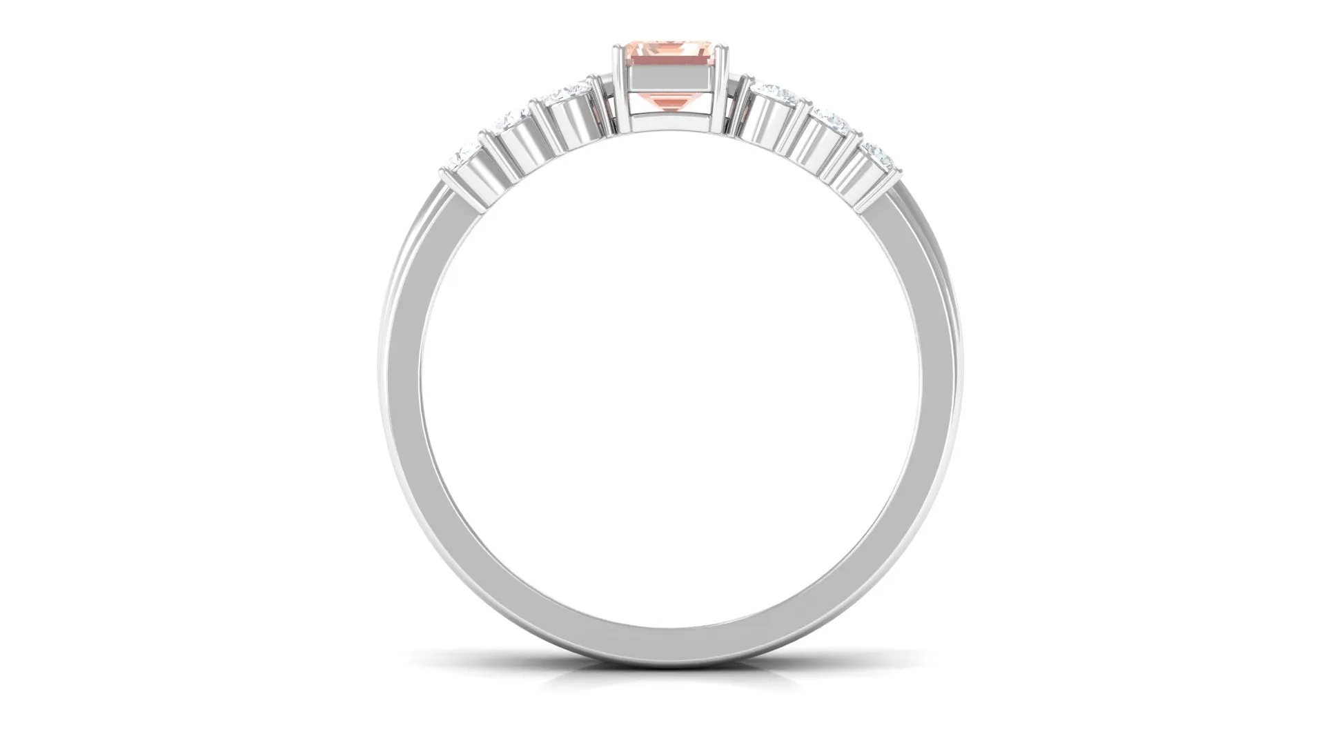 Natural Morganite Stackable Ring Set with Diamond