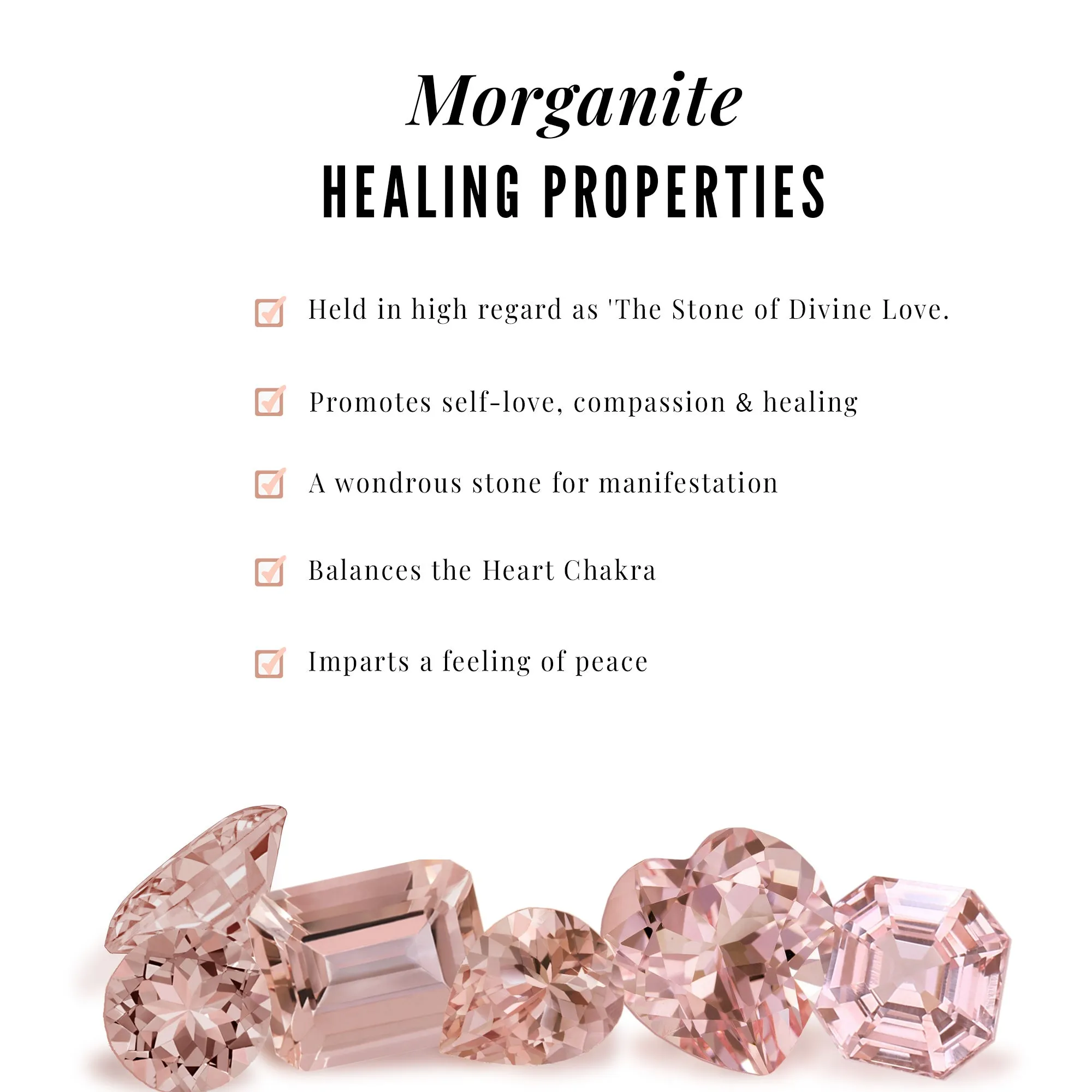 Natural Morganite Stackable Ring Set with Diamond