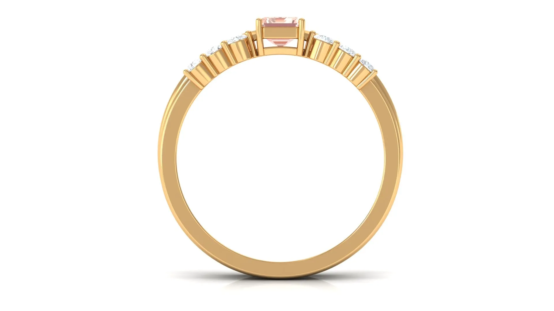 Natural Morganite Stackable Ring Set with Diamond