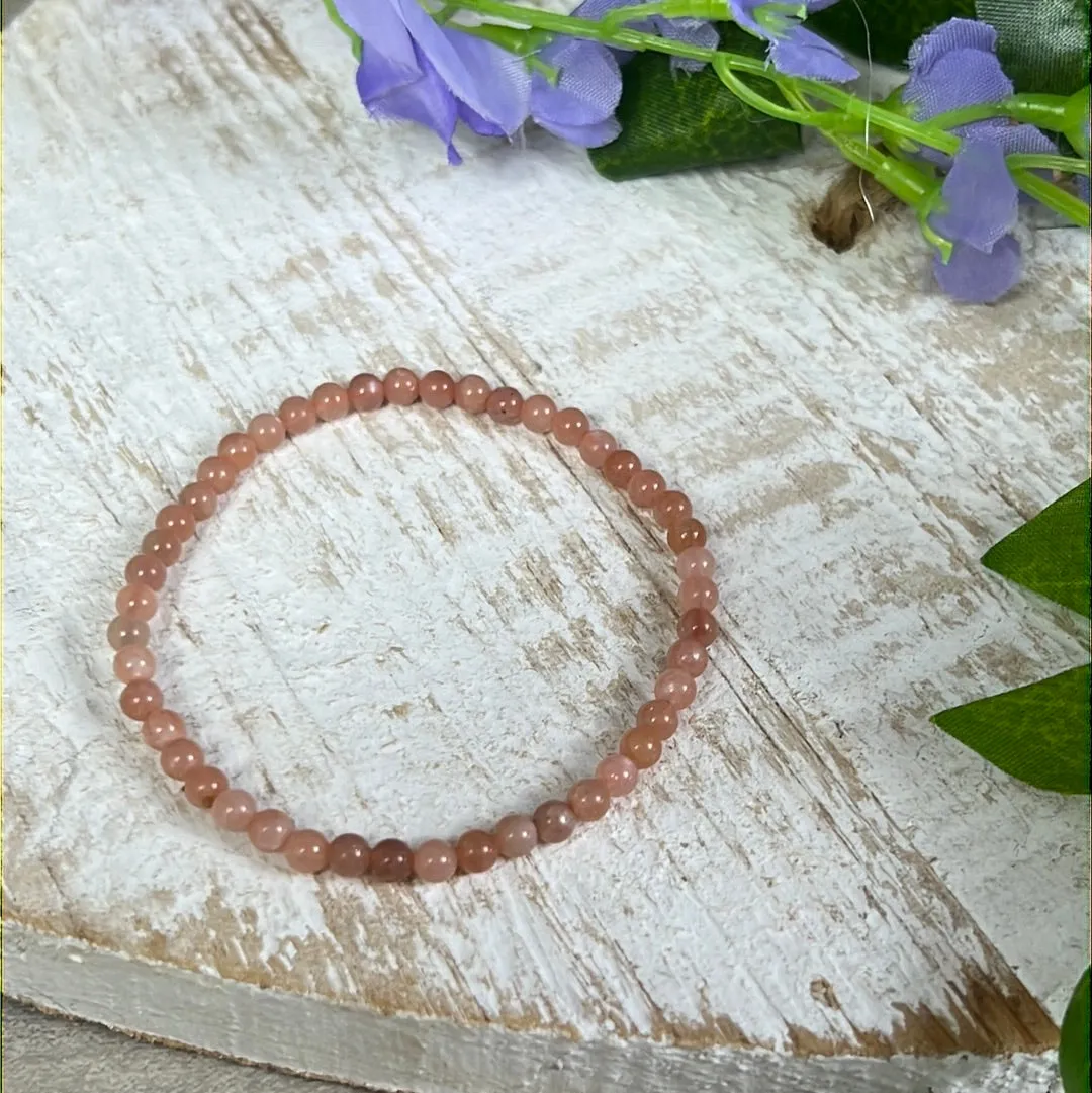 Peach Moonstone - 4mm Bead Bracelet
