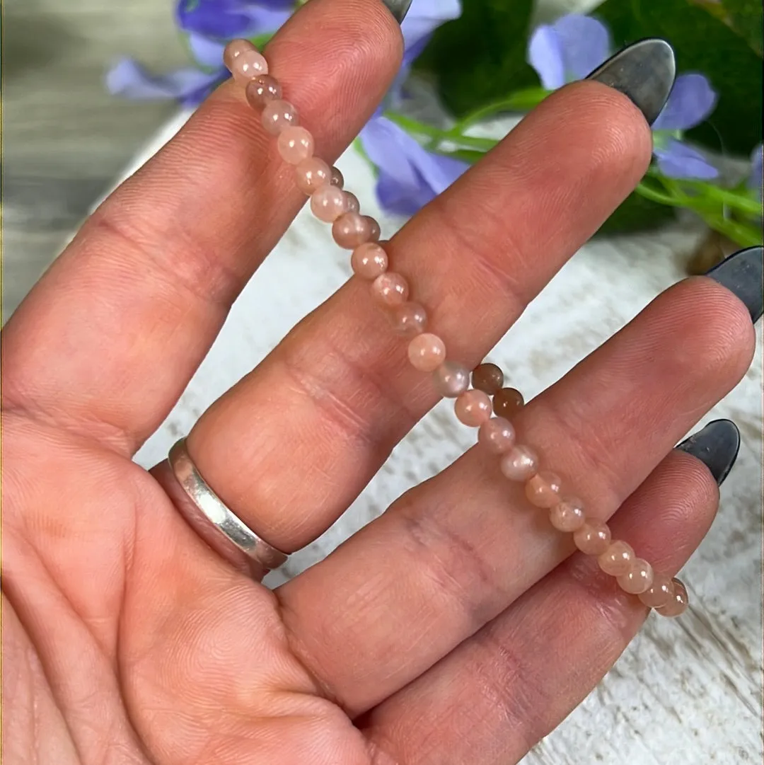 Peach Moonstone - 4mm Bead Bracelet