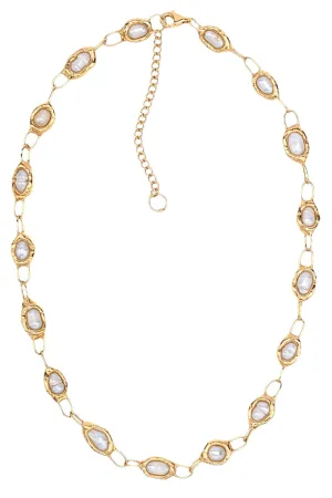 Pearl Chain Necklace in Gold