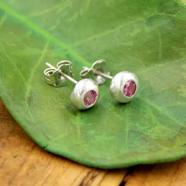 Pebble Birthstone Stud Earrings: sterling silver