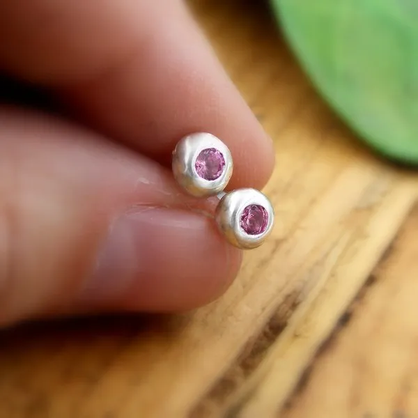 Pebble Birthstone Stud Earrings: sterling silver