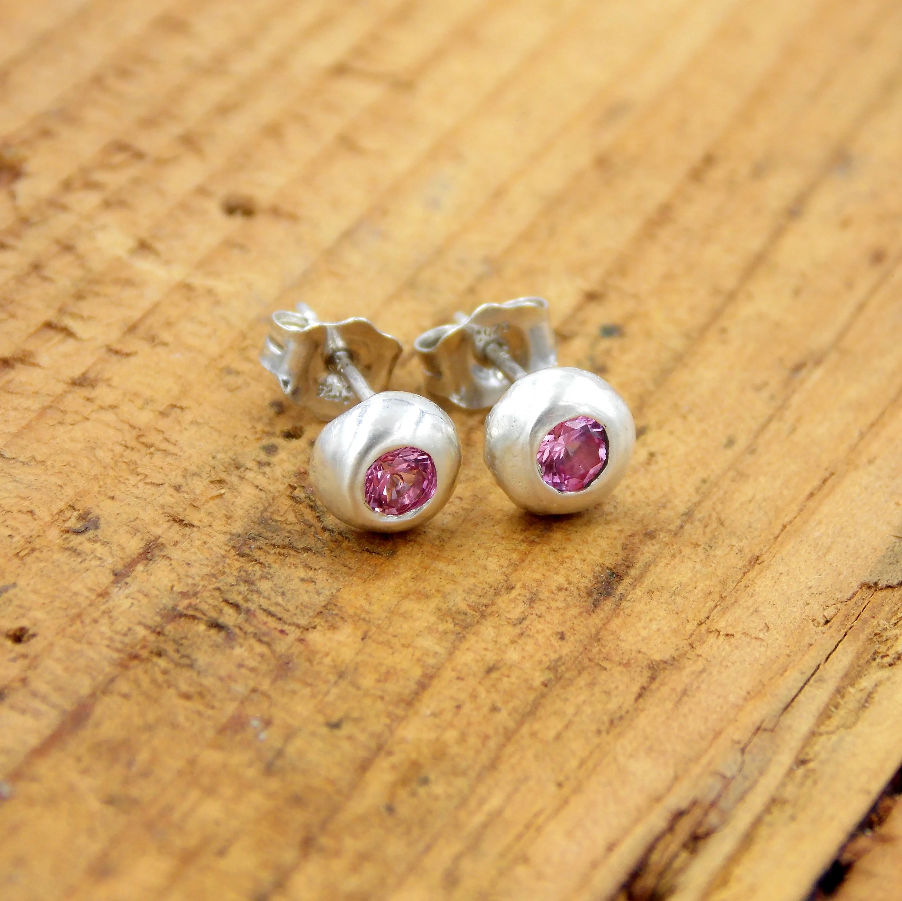 Pebble Birthstone Stud Earrings: sterling silver