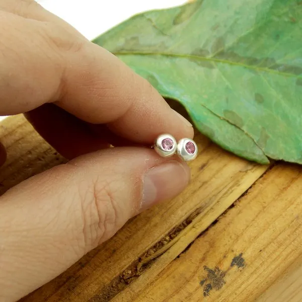 Pebble Birthstone Stud Earrings: sterling silver