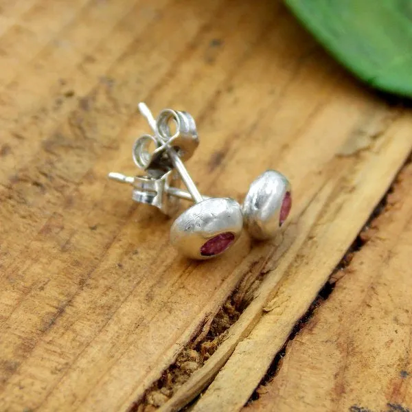Pebble Birthstone Stud Earrings: sterling silver