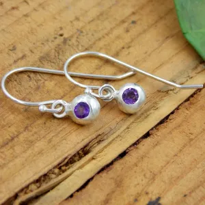 Pebble Drop Birthstone Earrings, Simple Sterling Silver Birthstone Earrings, Organic Drop Birthstone Jewelry