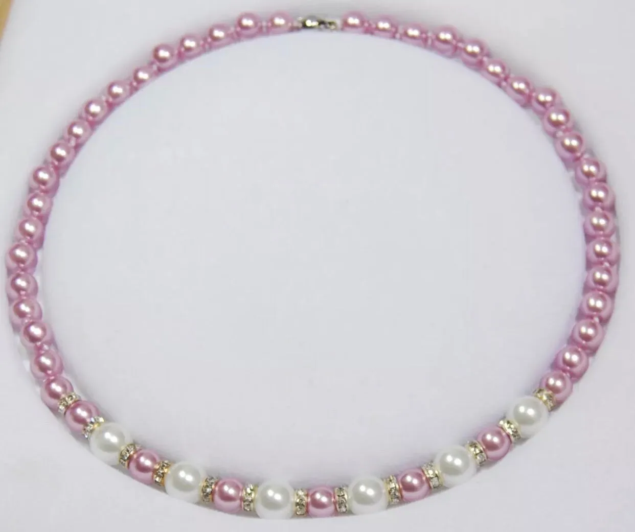 Pink and white pearl necklace