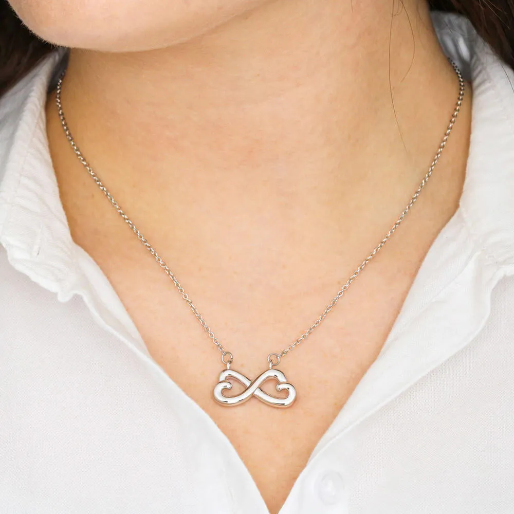 "Sail with God" 14k White Gold Heart-shaped Infinity Necklace