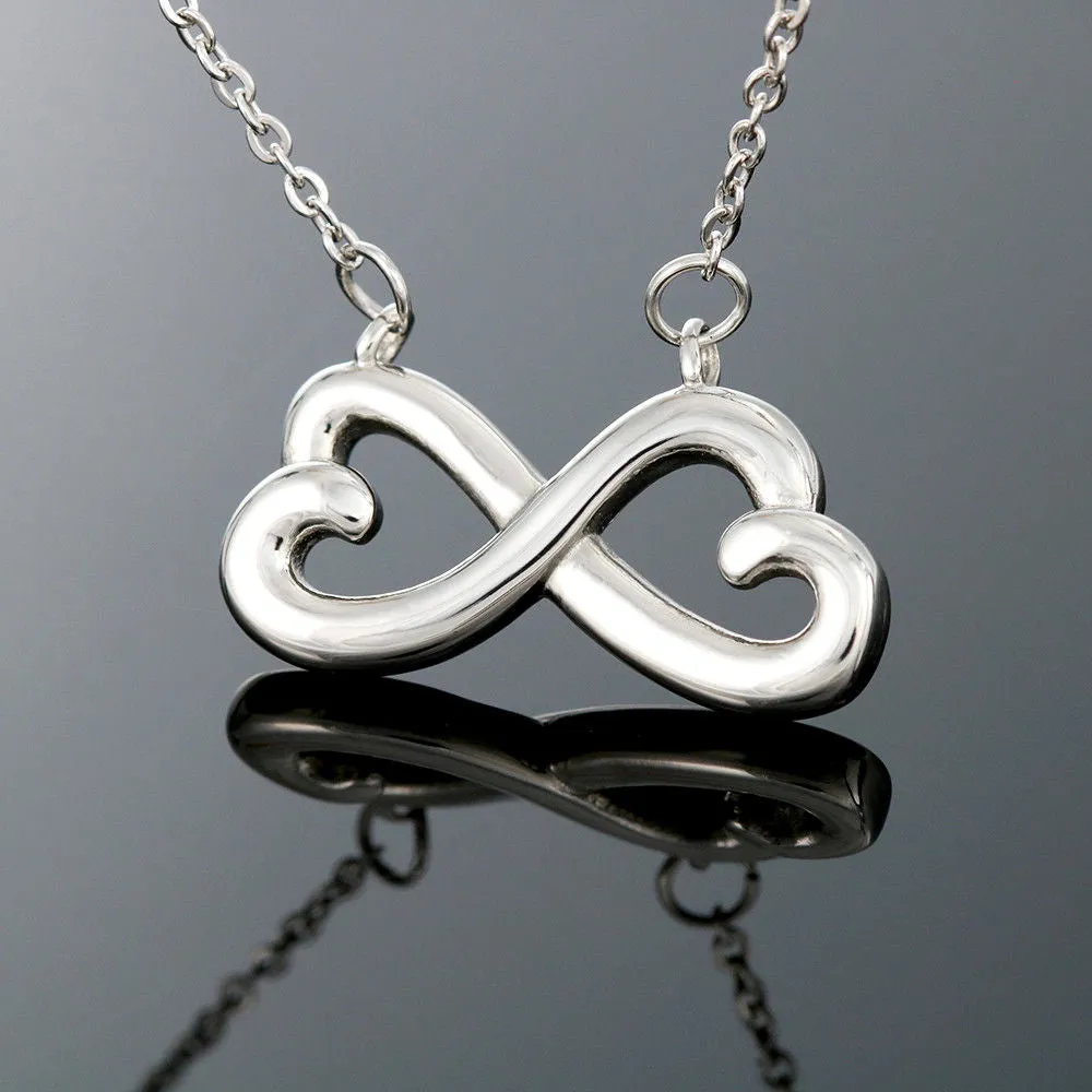 "Sail with God" 14k White Gold Heart-shaped Infinity Necklace