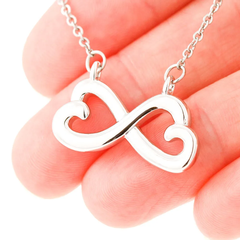 "Sail with God" 14k White Gold Heart-shaped Infinity Necklace