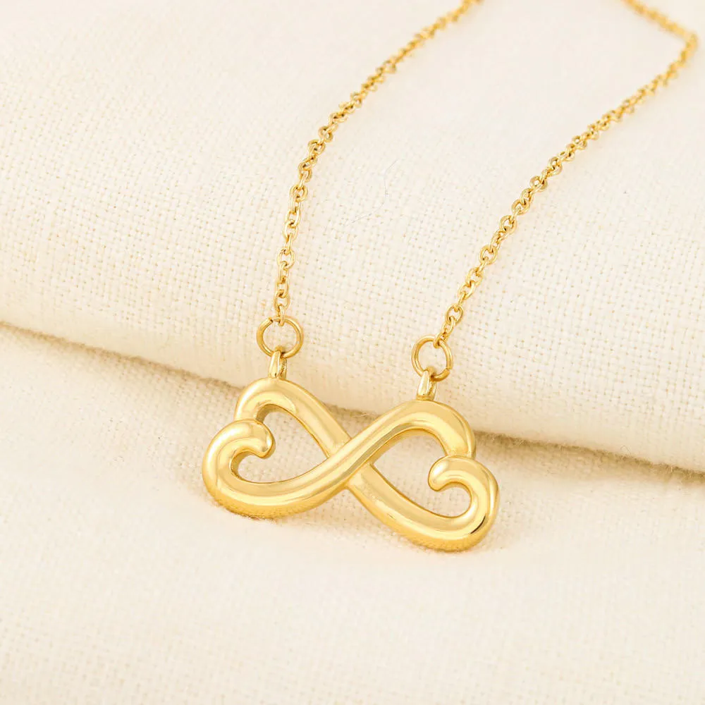"Sail with God" 18k Yellow Gold Heart-shaped Infinity Necklace