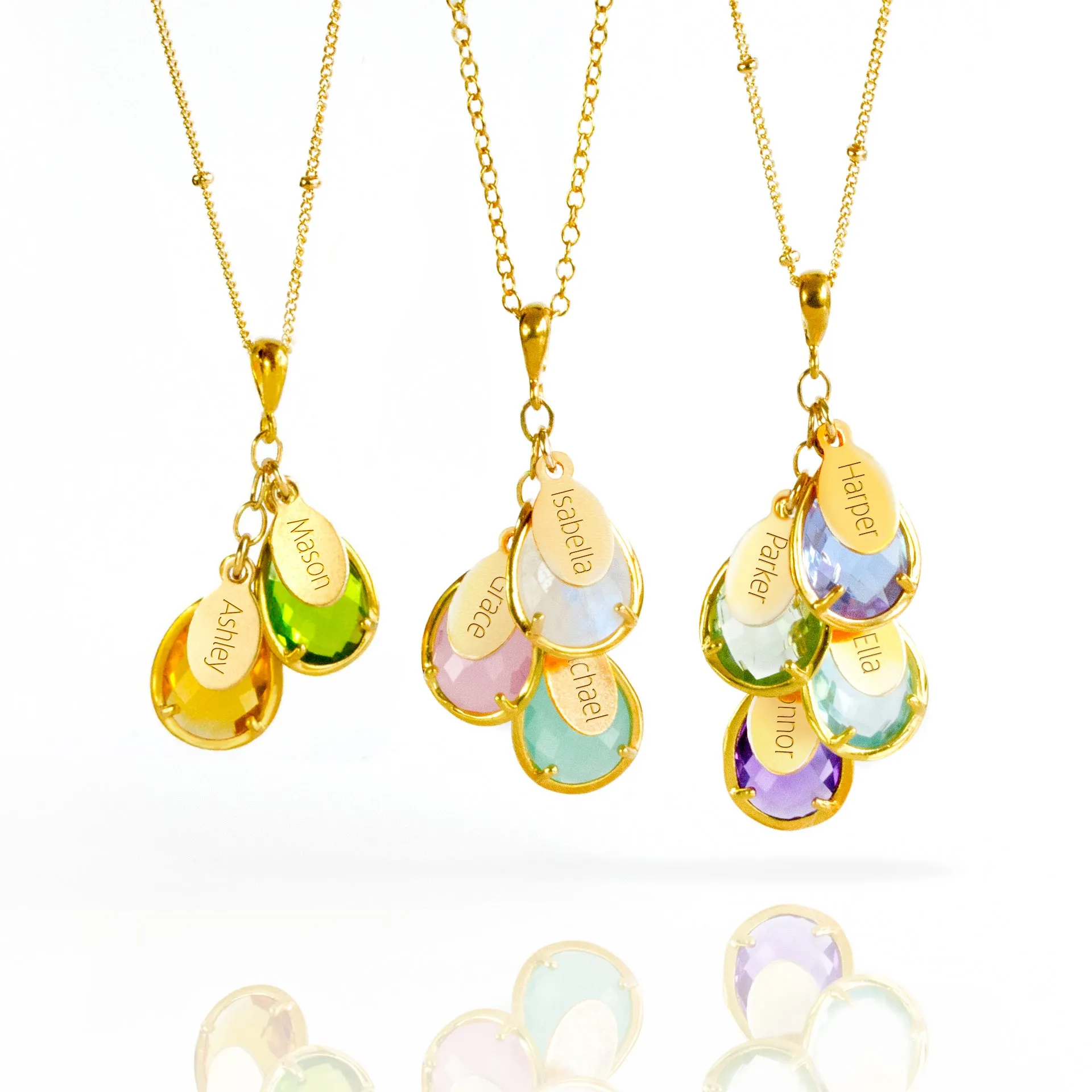 "The Danique Necklace": Kid's Name and Birthstone Necklace for Mom