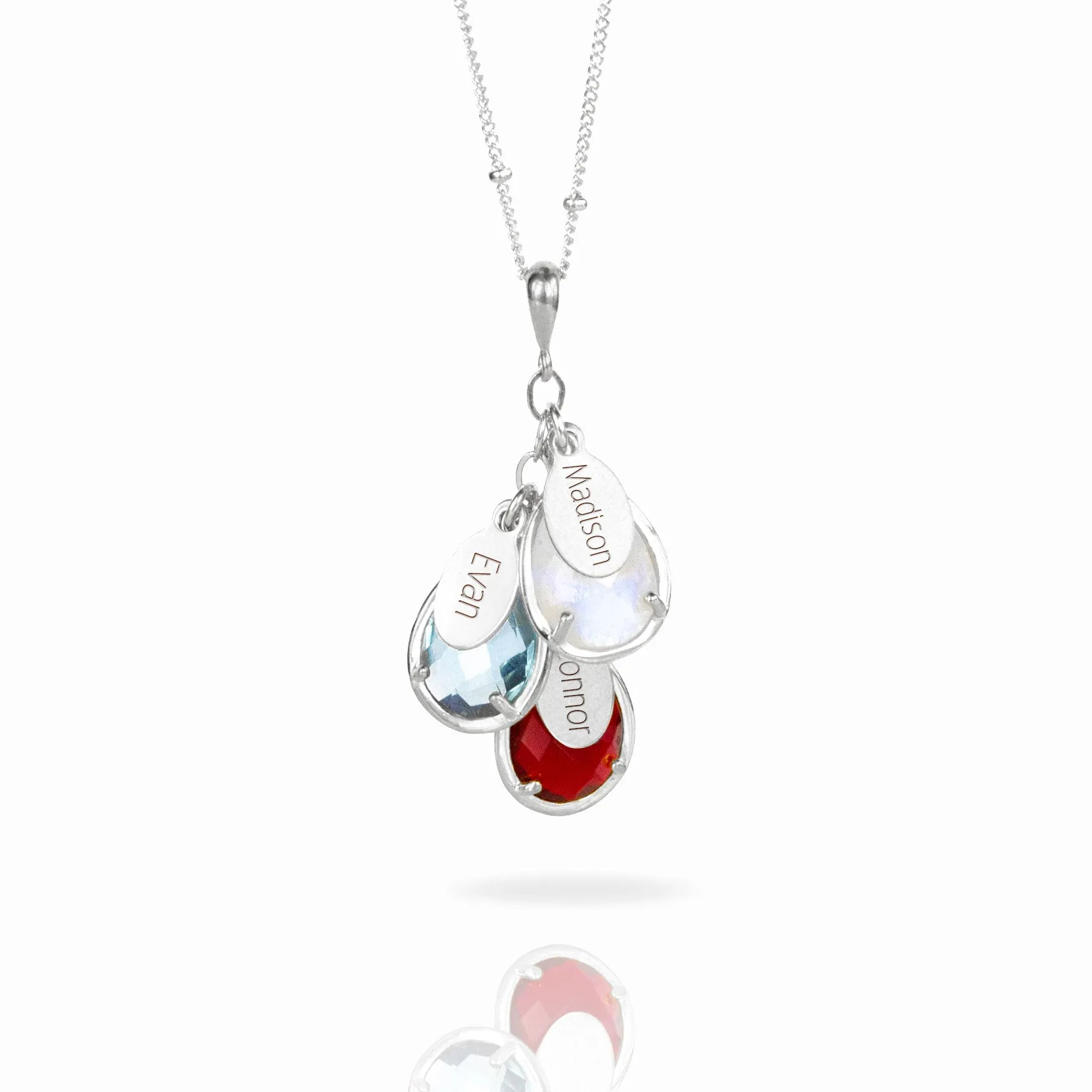 "The Danique Necklace": Kid's Name and Birthstone Necklace for Mom