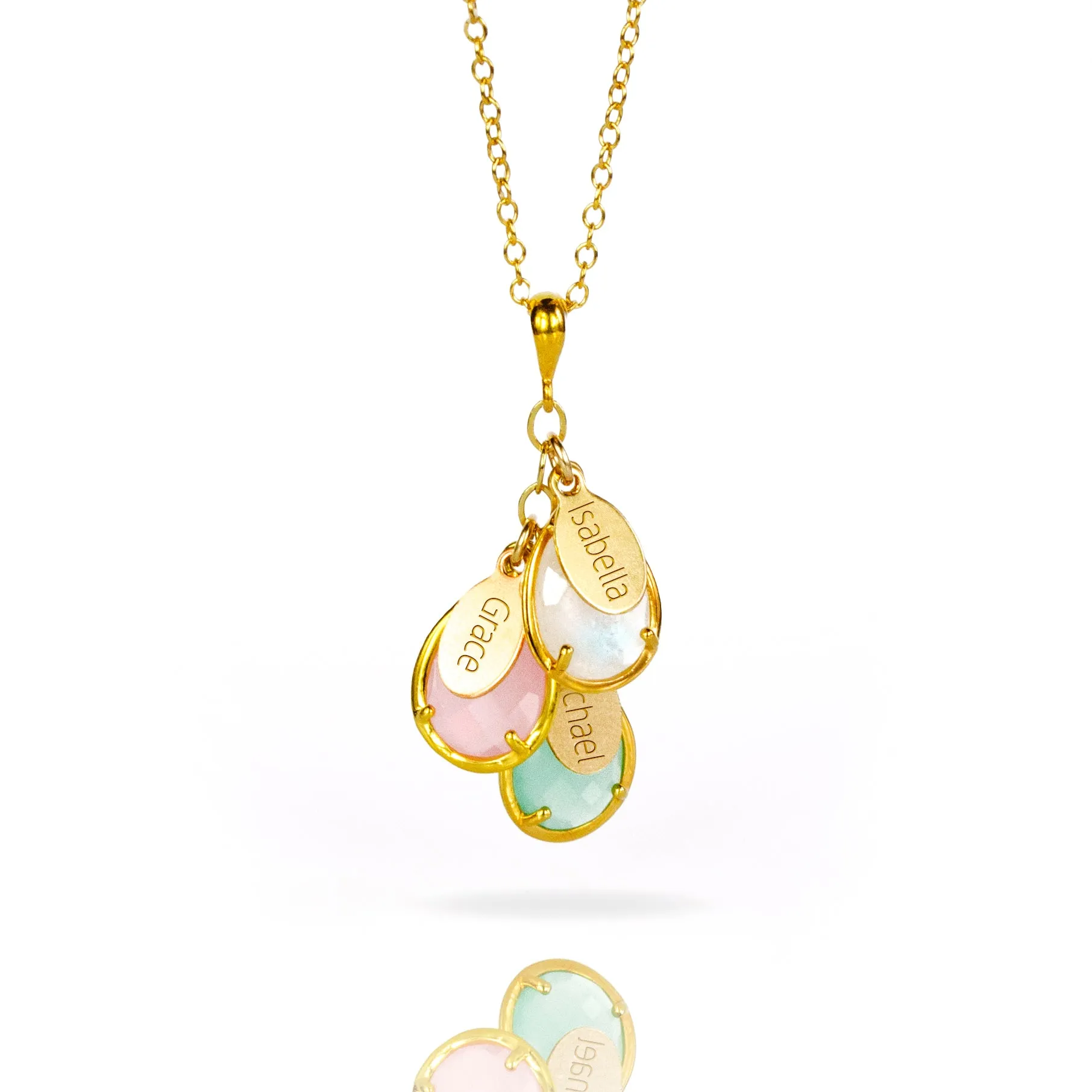 "The Danique Necklace": Kid's Name and Birthstone Necklace for Mom