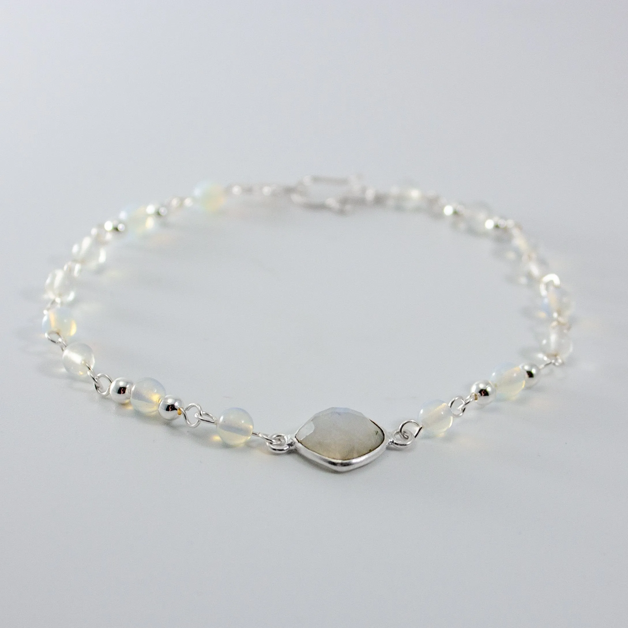 Rainbow Moonstone & Opalite Chain Bracelet