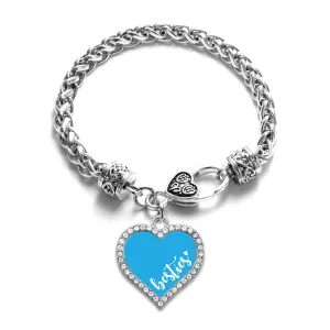 Silver Besties - Blue Open Heart Charm Toggle Bracelet