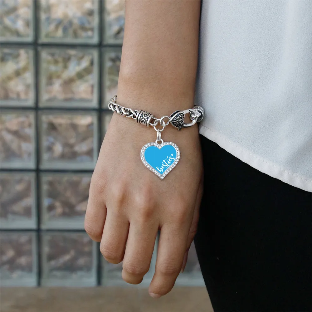Silver Besties - Blue Open Heart Charm Toggle Bracelet